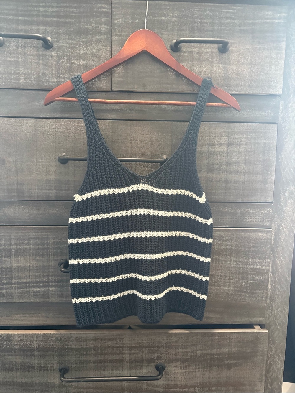 Striped Knit Tank Top - Blue & White